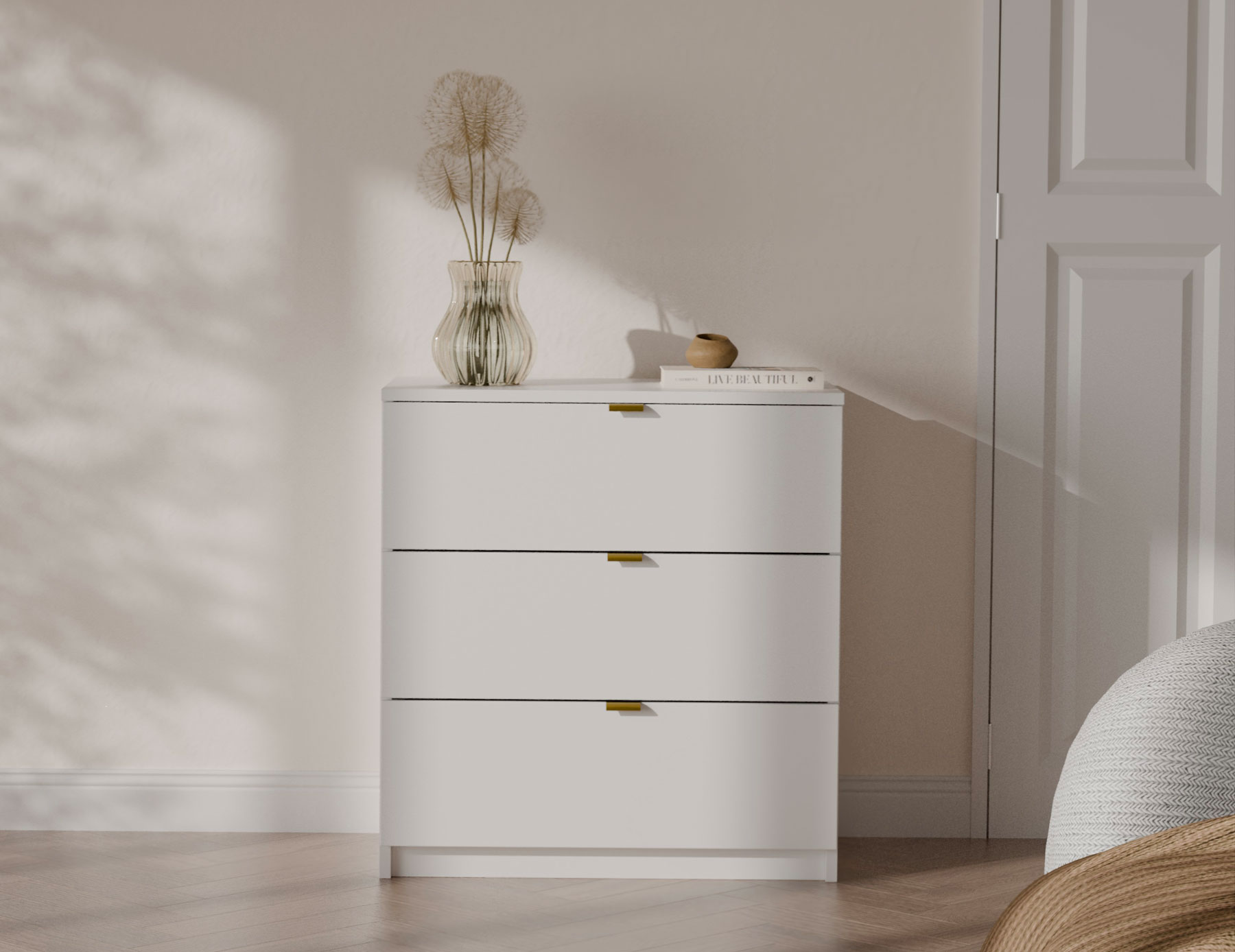 Przykładowe wnętrze z wykorzystaniem białej komody Felicco 4X