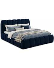 Granatowe łóżko tapicerowane tkaniną boucle 5 rozmiarów - Nuviano w sklepie Edinos.pl