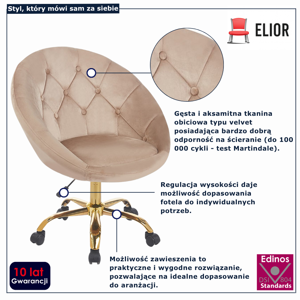 infografika beżowego fotela