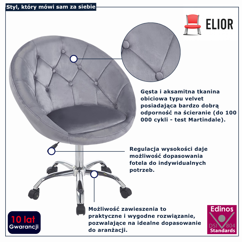 infografika szarego fotela