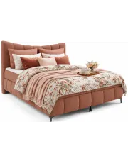 Łososiowe łóżko z pikowanym zagłówkiem 5 rozmiarów - Verrado w sklepie Edinos.pl