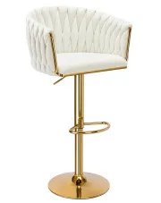 Kremowy tapicerowany hoker na złotej nodze - Ranfo 3X w sklepie Edinos.pl