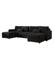 Czarny narożnik U z pojemnikiem na pościel - Ferrano 3X w sklepie Edinos.pl