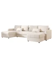 Kremowy narożnik U z pojemnikiem na pościel - Ferrano 3X w sklepie Edinos.pl