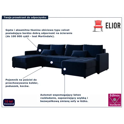 Granatowy narożnik z pojemnikiem Ferrano