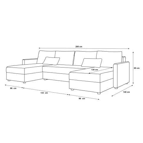 Wymiary narożnika rozkładanego Ferrano