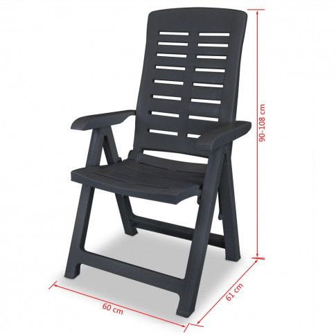Wymiary zestawu szarych krzeseł ogrodowych Elexio 3Q