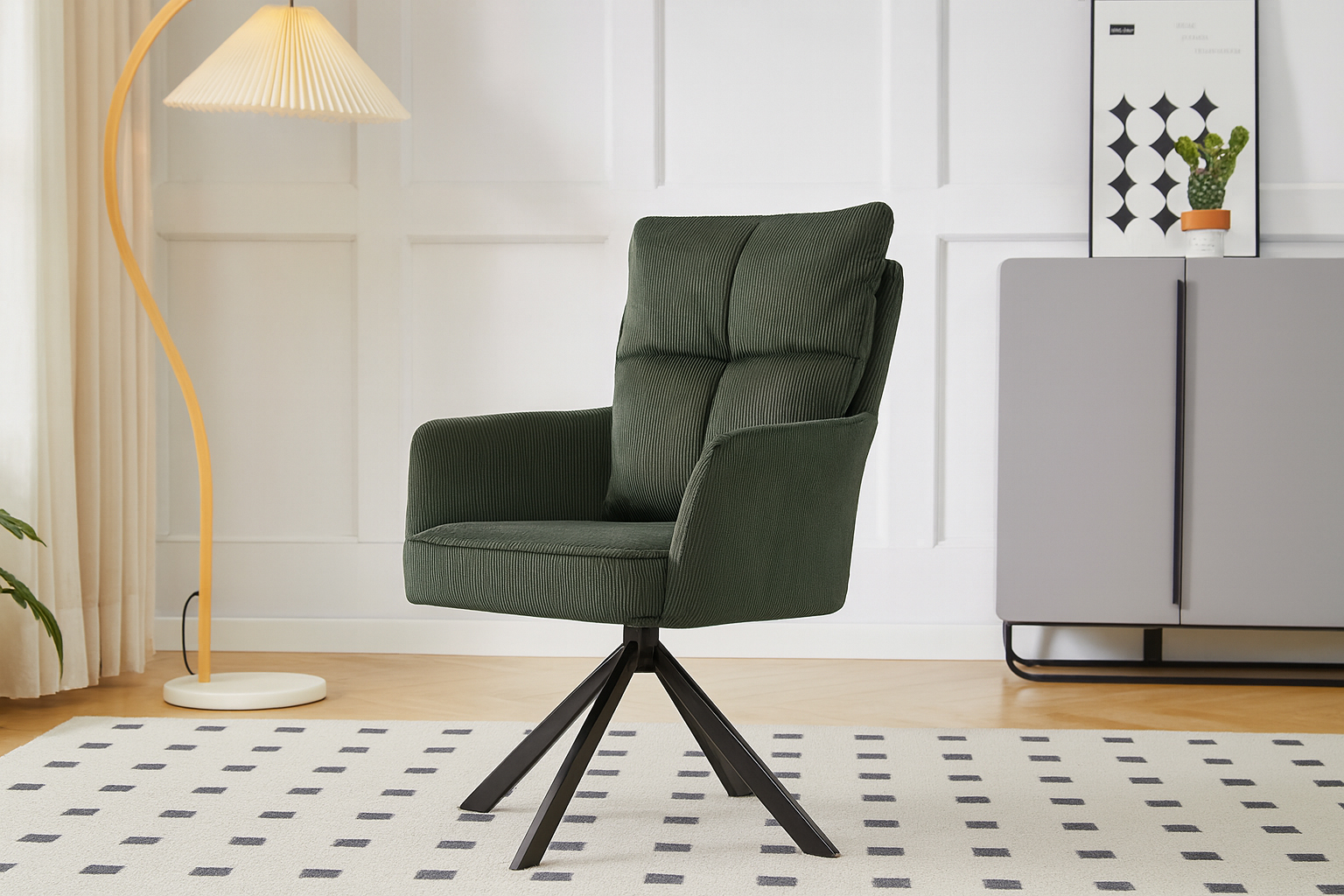 wizualizacja zielonego fotela do salonu