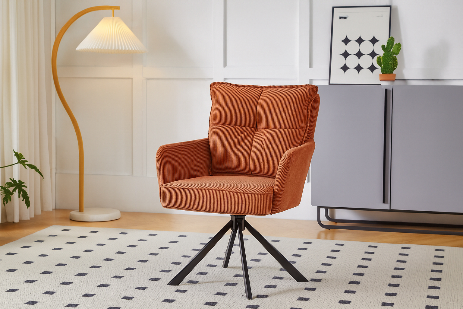 wizualizacja rudego fotela do salonu