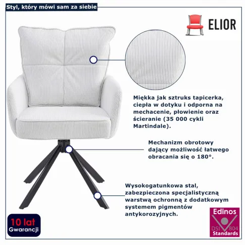 infografika kremowego fotela Herry