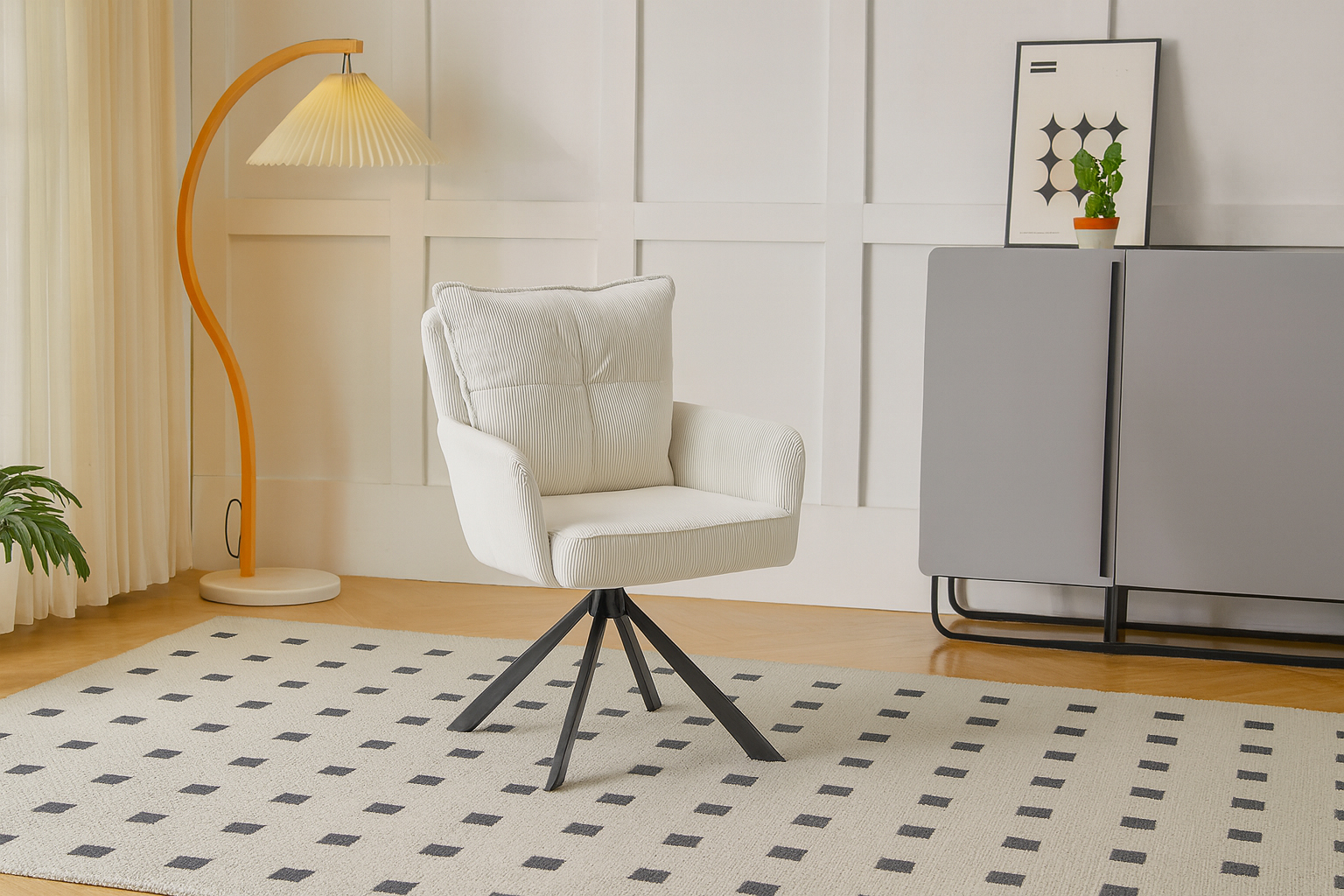 wizualizacja rudego fotela do salonu