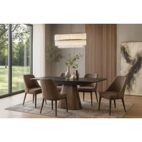 wizualizacja salonu ze stołem orzech Comos