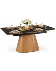 Rozkładany stół  na jednej nodze czarny + dąb - Comos w sklepie Edinos.pl