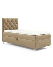 Jasnobrązowe łóżko welurowe z pojemnikiem 3 rozmiary - Ferrise w sklepie Edinos.pl