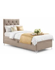 Szaro-różowe pojedyncze łóżko kontynentalne 3 rozmiary - Ferrise w sklepie Edinos.pl