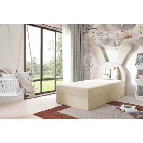 Wizualizacja wnętrza z beżowym łóżkiem Kikori