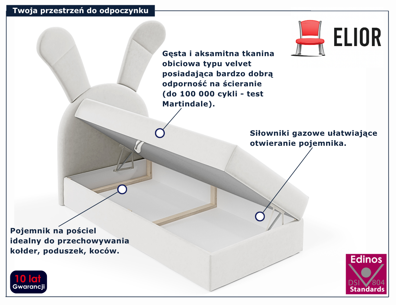 Białe łóżko dziecięce Kikori