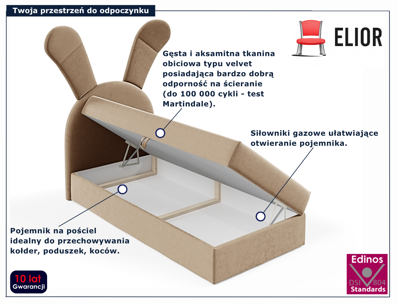 Brązowe łóżko dziecięce Kikori