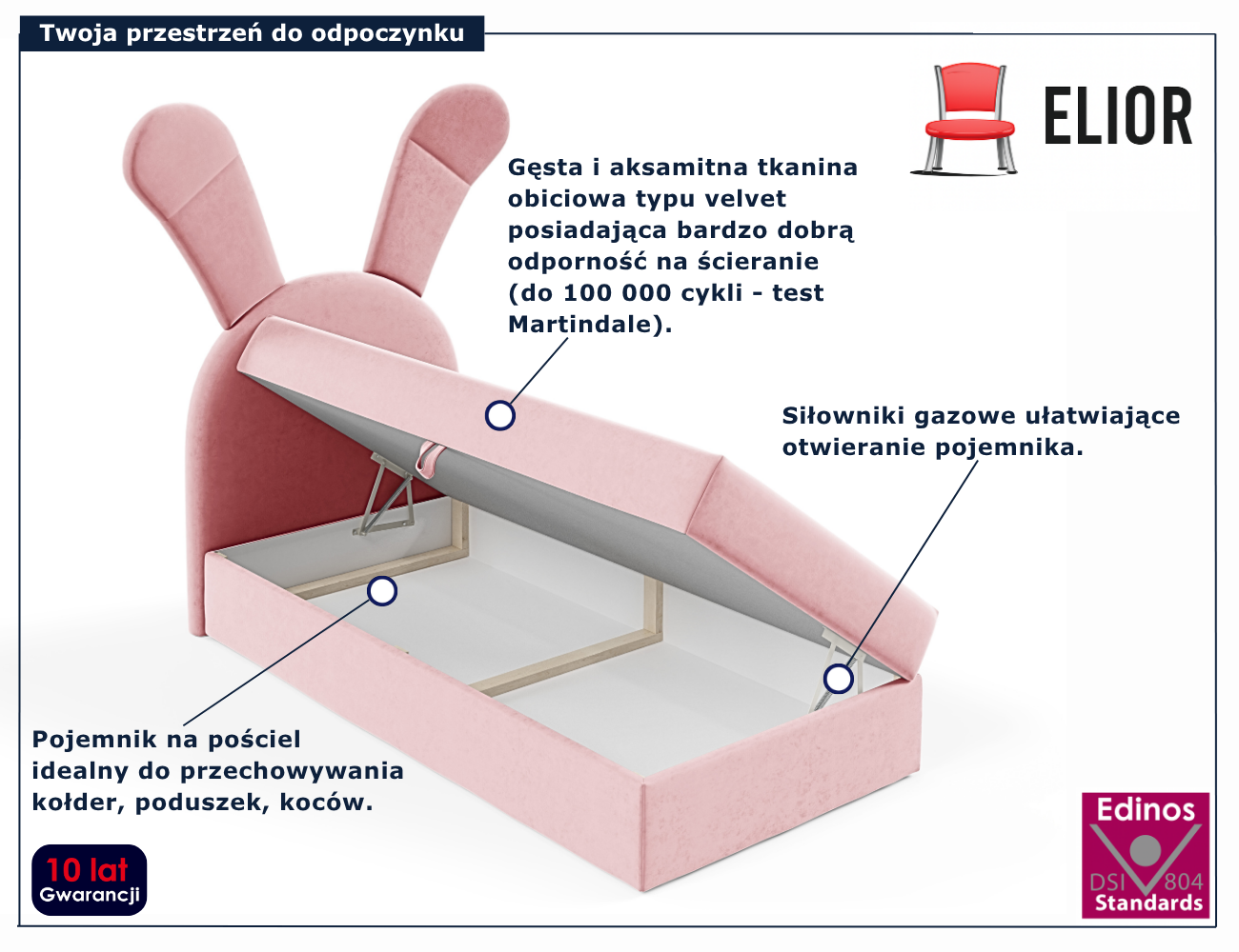 Różowe łóżko dziecięce Kikori