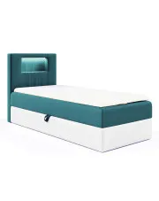 Niebieskie łóżko kontynentalne LED 3 rozmiary - Fenarro w sklepie Edinos.pl