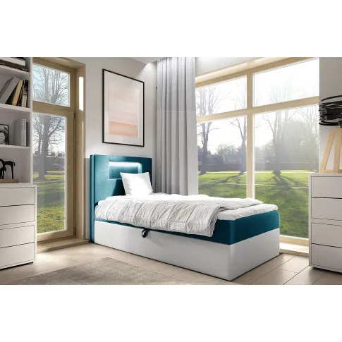 Wizualizacja wnętrza z niebieskim łóżko Fenarro