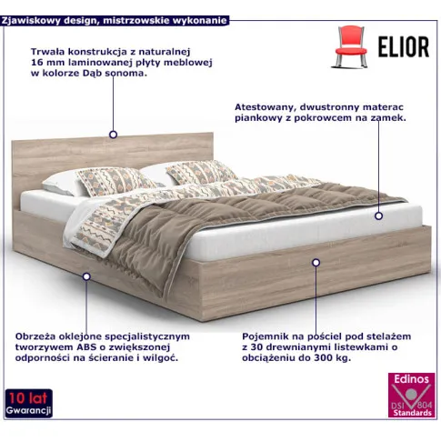 Fotografia Łóżko z materacem i schowkiem dąb sonoma 120x200 - Wagy 3X z kategorii Łóżka