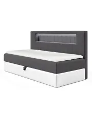 Ciemnoszare łózko kontynentalne z oświetleniem LED 3 rozmiary - Lorvani w sklepie Edinos.pl