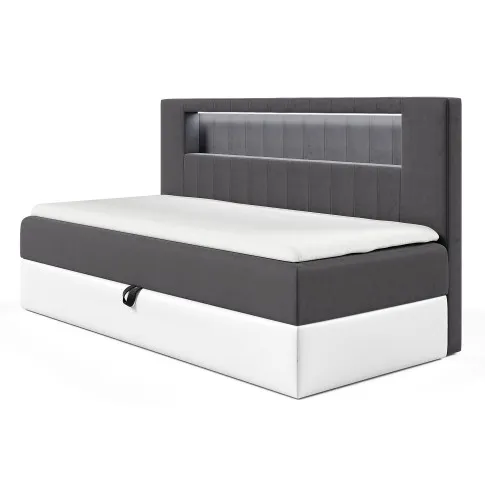 Ciemnoszare łóżko z oświetleniem LED Lorvani