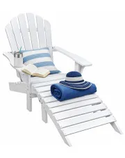 Biały drewniany leżak ogrodowy - Astor w sklepie Edinos.pl