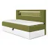 Oliwkowe tapicerowane łóżko z pojemnikiem 3 rozmiary - Lorvani
