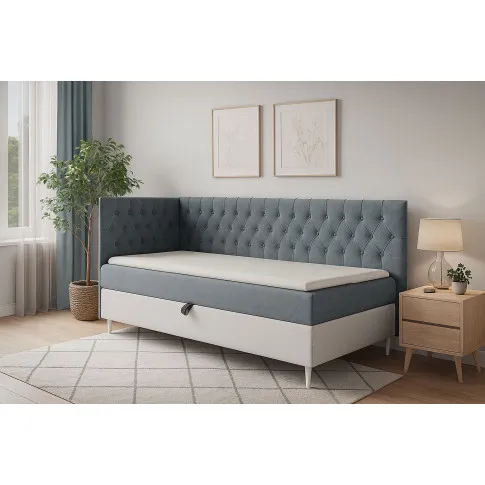 Wizualizacja wnętrza z szarym łóżkiem Velmari