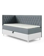 Szare łóżko pikowane z pojemnikiem na pościel 3 rozmiary - Velmari w sklepie Edinos.pl