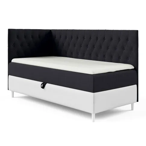 Zdjęcie produktu Czarne łóżko z pikowanym zagłówkiem 3 rozmiary - Velmari.