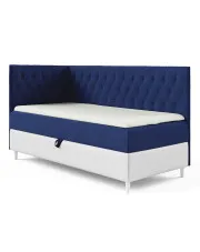 Granatowe łóżko jednoosobowe z pojemnikiem 3 rozmiary - Velmari w sklepie Edinos.pl