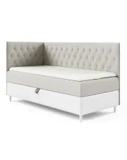 Jasnoszare łóżko z pikowanym zagłówkiem 3 rozmiary - Velmari w sklepie Edinos.pl