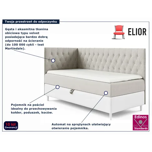 Jasnoszare nowoczesne łóżko Velmari 