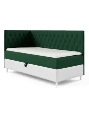 Ciemnozielone łóżko z pojemnikiem na pościel 3 rozmiary - Velmari w sklepie Edinos.pl
