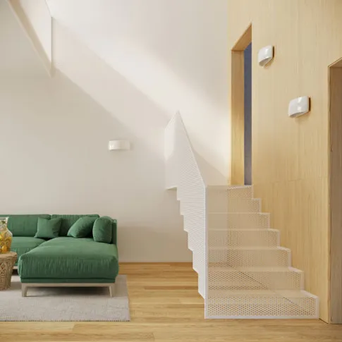 Fotografia Biały minimalistyczny kinkiet w połysku - S485-Urani z kategorii Kinkiety