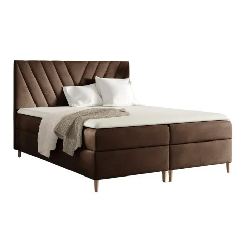 Brązowe łóżko z pojemnikiem na pościel Vellano