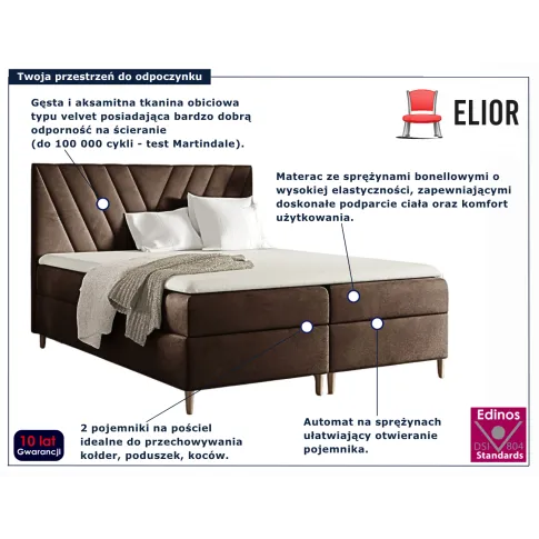 Brązowe łóżko kontynentalne Vellano