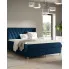 Wizualizacja wnętrza z granatowym łóżkiem Vellano 