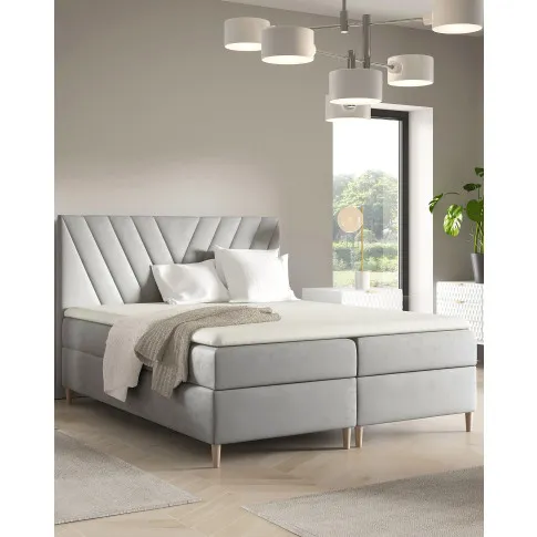 Wizualizacja wnętrza z szarym łóżkiem Vellano