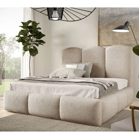 Beżowe łóżko z pojemnikiem boucle Rosmeri