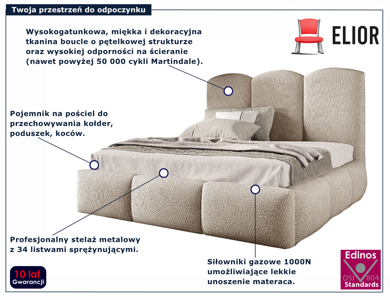 Beżowe łóżko chmurka Rosmeri