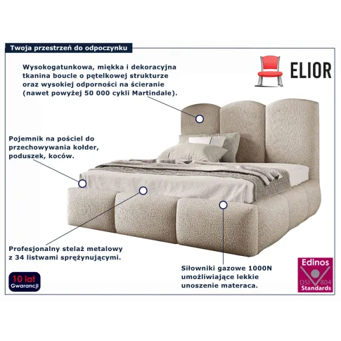 Beżowe nowoczesne łóżko Rosmeri