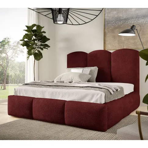 Wizualizacja wnętrza z bordowym łóżkiem Rosmeri