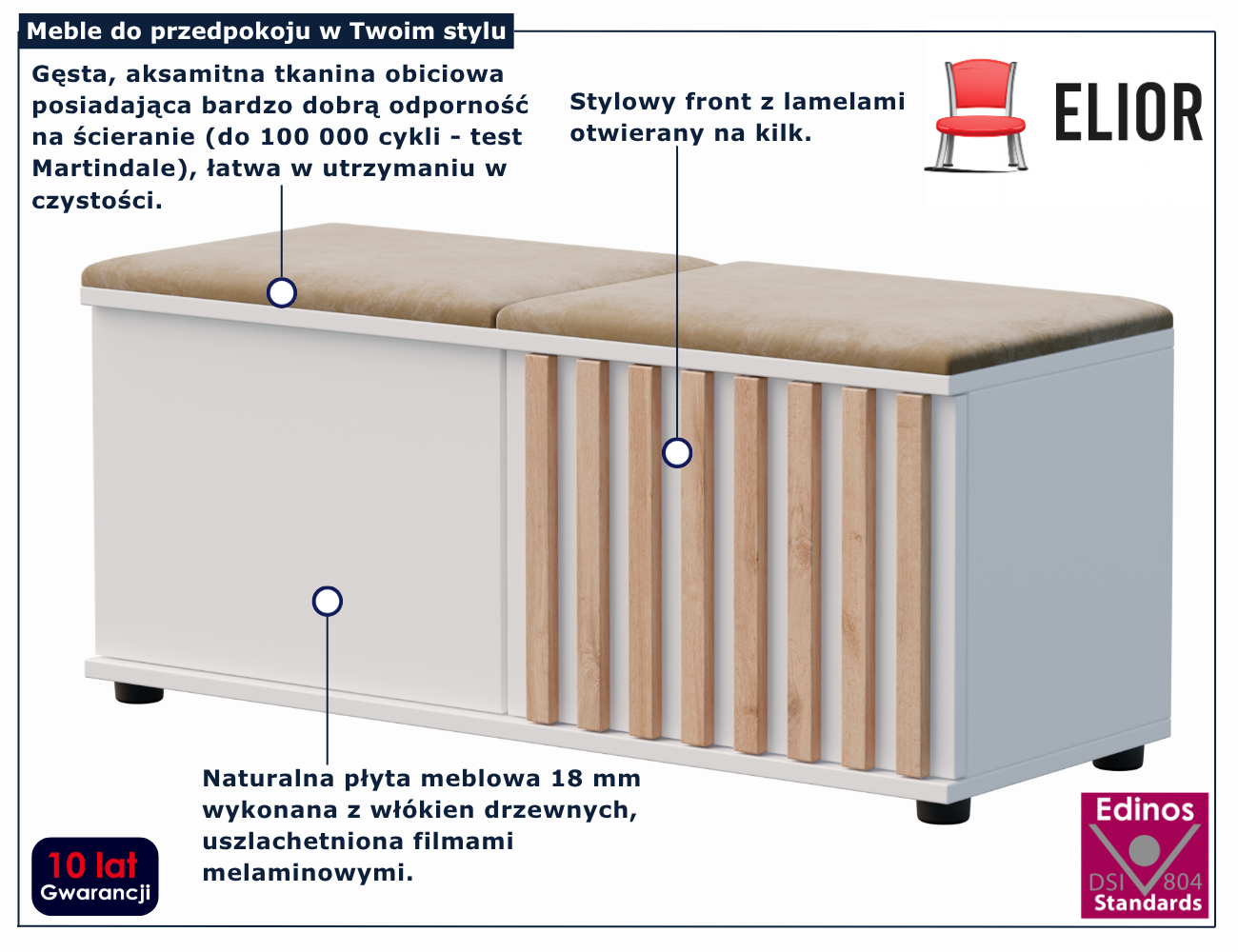 Biała lamelowa szafka na buty Benisso