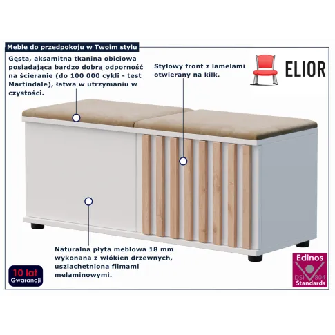 Biała szafka na buty z siedziskiem Benisso