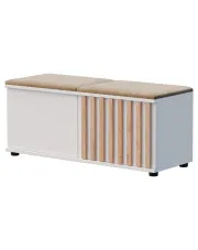 Biała szafka na buty z siedziskiem i lamelami - Benisso w sklepie Edinos.pl