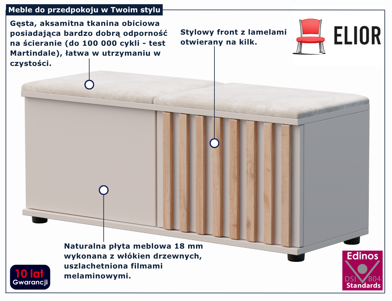 Beżowa lamelowa szafka na buty Benisso